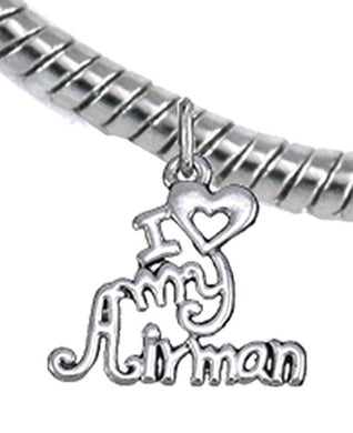 Air Force, I Love My Airman, Snake Chain Bracelet Hypoallergenic, Safe - Nickel & Lead Free