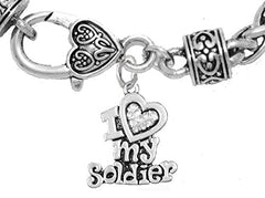 Army, "I Love My Soldier", Wheat Chain Bracelet Hypoallergenic, Safe - Nickel & Lead Free
