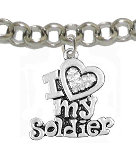 Army, "I Love My Soldier", Adjustable Chain Bracelet Hypoallergenic, Safe - Nickel & Lead Free