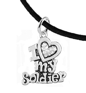 Army, "I Love My Soldier", Adjustable Suede Bracelet Hypoallergenic, Safe - Nickel & Lead Free