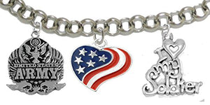 Army, "I Love My Soldier", Adjustable Hypoallergenic, Safe - Nickel & Lead Free