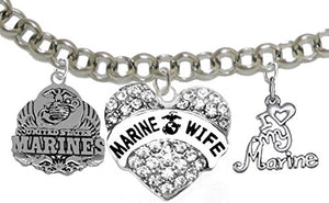 Marine "Mom", I Love My Marine Bracelet, Will NOT Irritate Anyone's Sensitive Skin. Nickel Free