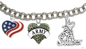 Army, "I Love My Soldier", Adjustable Hypoallergenic, Safe - Nickel & Lead Free