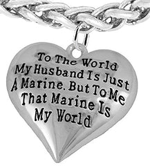 Marine Wife, My Husband is My World, Necklace, Hypoallergenic, Safe - Nickel, Lead & Cadmium Free