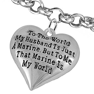 Marine Wife, My Husband is My World, Bracelet, Hypoallergenic, Safe - Nickel, Lead & Cadmium Free