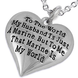 Marine Wife, My Husband is My World, Necklace, Hypoallergenic, Safe - Nickel, Lead & Cadmium Free