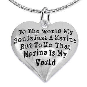 Marine "Mom", My "Son", Is My World Necklace, Hypoallergenic, Safe - Nickel, Lead & Cadmium Free