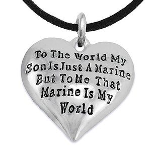 Marine "Mom", My "Son", Is My World Necklace, Hypoallergenic, Safe - Nickel, Lead & Cadmium Free