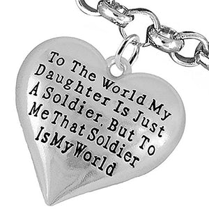 Army Enlisted "Daughter", My "Daughter", She Is My World Bracelet, Adjustable - Nickel & Lead Free