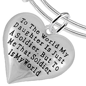 Army Enlisted "Daughter", My "Daughter", She Is My World Bracelet, Safe - Nickel & Lead Free.