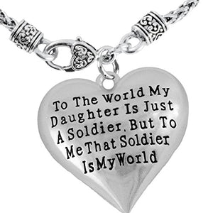 Army Enlisted "Daughter", My "Daughter", She Is My World Necklace, Adjustable - Nickel & Lead Free