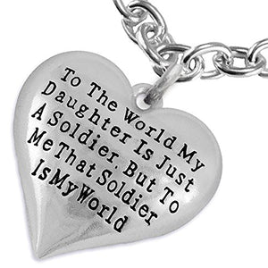 Army Enlisted "Daughter", My "Daughter", She Is My World Necklace, Adjustable - Nickel & Lead Free