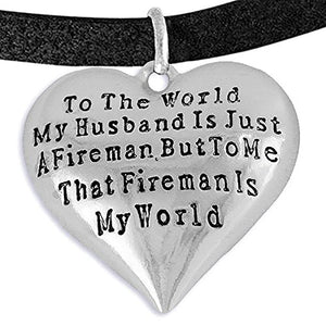 My Firefighter Is My World, Wife Adjustable Bracelet, Safe - Nickel & Lead Free.