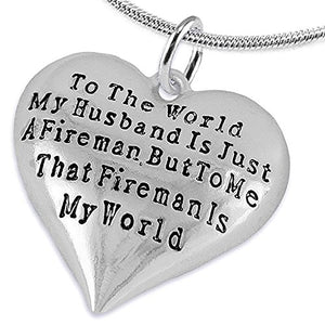 My Firefighter Is My World, Wife Adjustable Necklace, Safe - Nickel & Lead Free.