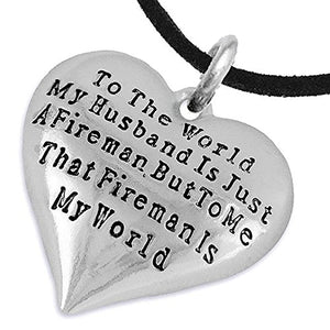 My Firefighter Is My World, Wife Adjustable Necklace, Safe - Nickel & Lead Free.