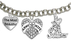 Army Wife, "I Love My Soldier", Adjustable Hypoallergenic, Safe - Nickel & Lead Free
