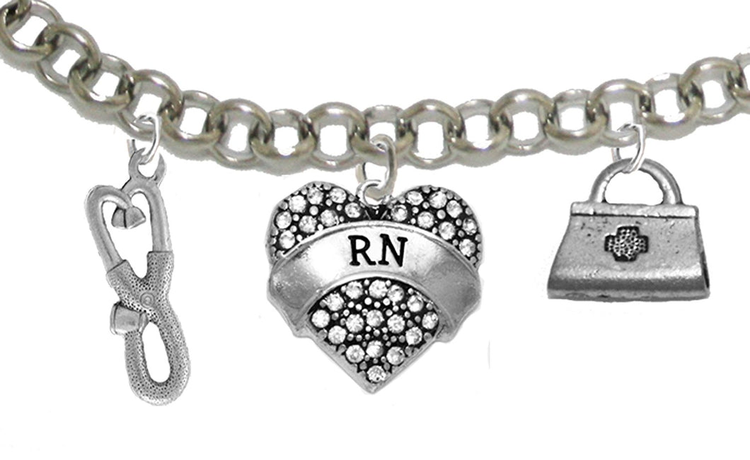 RN, Nurse, Adjustable Charm Bracelet, Hypoallergenic, Safe - Nickel & Lead Free