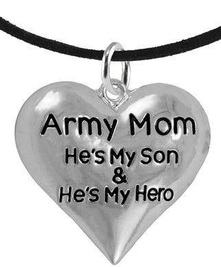 Army Mom, He's My Hero, Hypoallergenic Adjustable Necklace, Safe - Nickel & Lead Free
